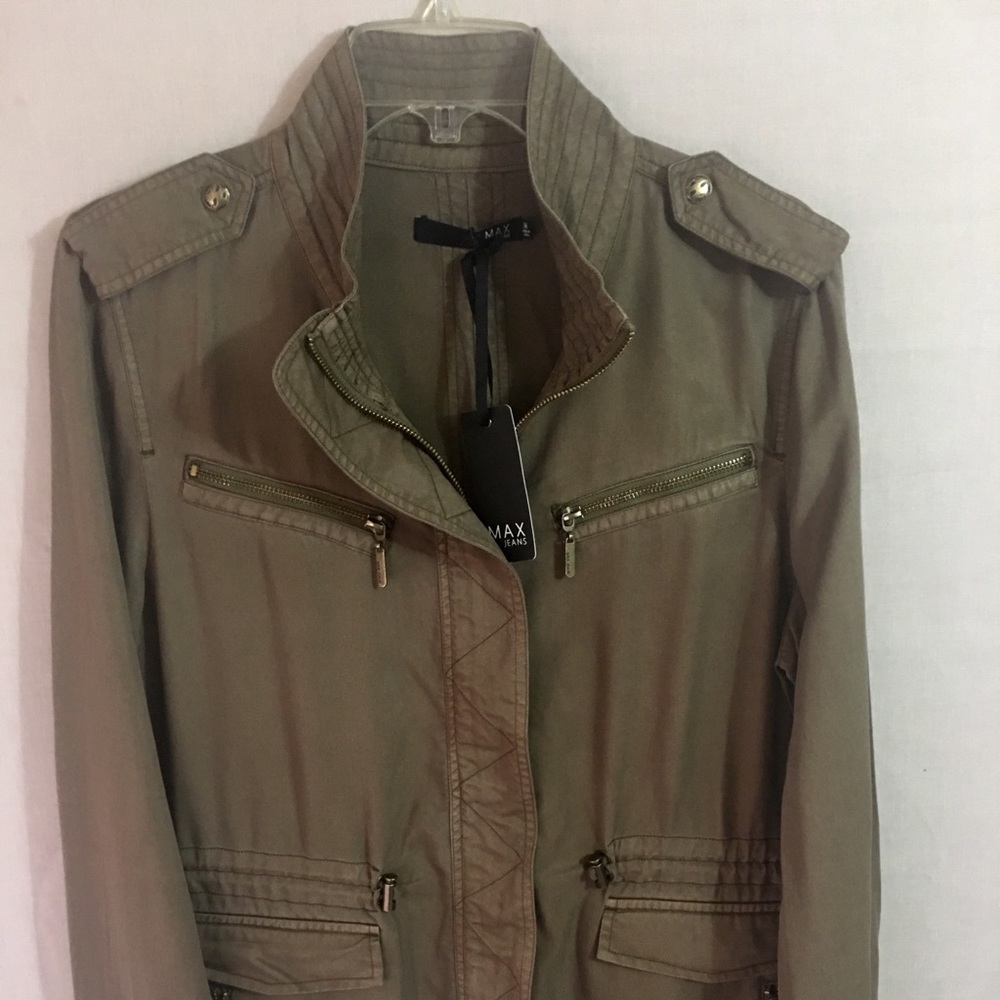 Max Jeans Green Tencel Utility Military Jacket - Picture 2 of 4